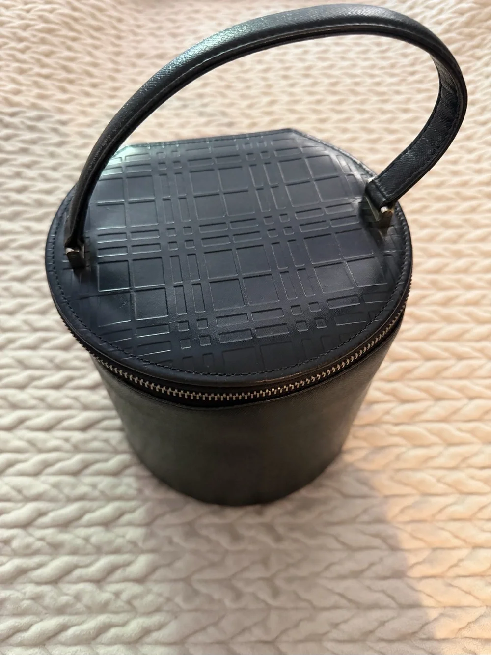 Burberry Black Leather Cylinder Vanity Bag